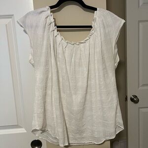 LC Lauren Conrad White Short Sleeve Tie Back Relaxed Fit Blouse